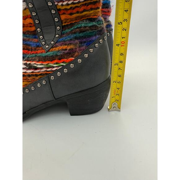 Roper Black Multicolor Woven Studded Booties 8 - Picture 3 of 9